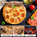 Outdoor Pizza Oven, 12-inch, Wood Pellet and Charcoal Fired Pizza Maker, Portable Outside Stainless Steel Pizza Grill with Pizza Stone, Waterproof Cover, Shovel, Wood Burner for Backyard Camping-3