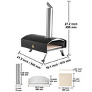 Outdoor Pizza Oven, 12-inch, Wood Pellet and Charcoal Fired Pizza Maker, Portable Outside Stainless Steel Pizza Grill with Pizza Stone, Waterproof Cover, Shovel, Wood Burner for Backyard Camping-8