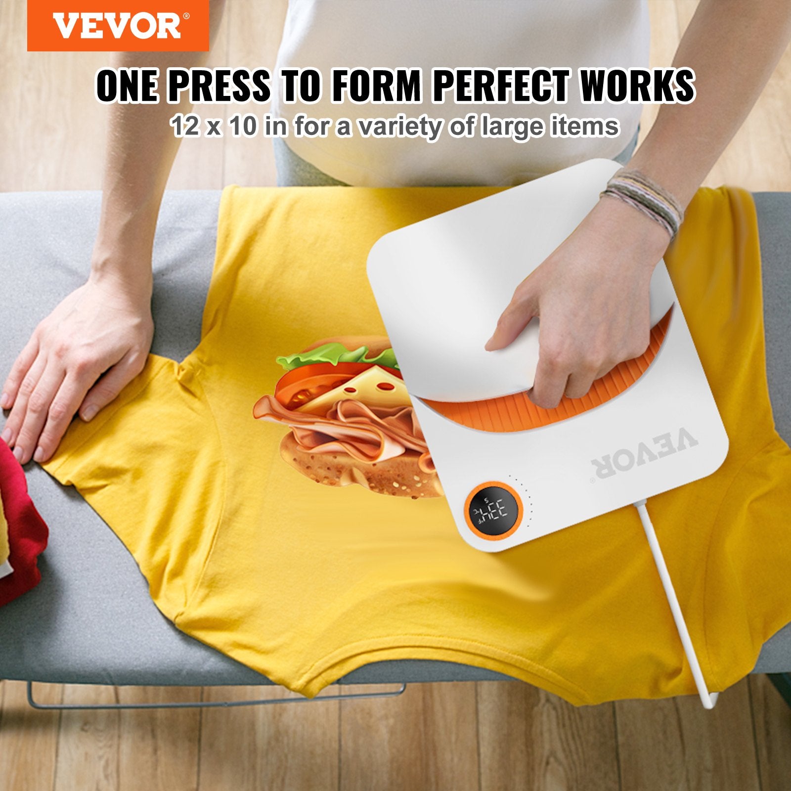 VEVOR Heat Press 12 x 10 in Portable Easy Press Sublimation Transfer DIY T-shirt - 0
