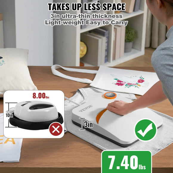 VEVOR Heat Press 12 x 10 in Portable Easy Press Sublimation Transfer DIY T-shirt