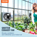 VEVOR Shutter Exhaust Fan, 254 mm High-speed 1400RPM 753 CFM, Aluminum Wall Mount Attic Fan with AC-motor, Ventilation and Cooling for Greenhouses, Garages, Sheds, Shops-2