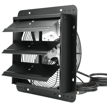 VEVOR Shutter Exhaust Fan, 305 mm /12 inch with Temperature Humidity Controller, EC-motor, 904 CFM, Variable Speed Adjustable Wall Mount Attic Fan, Ventilation and Cooling for Greenhouses, Garages, Sheds