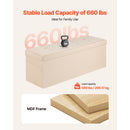 Foldable Storage Ottoman Bench, End of Bed Bench with Side Bags, Folding Upholstered Storage Chest Supports 660 lbs, Linen Bed Ottoman with Large Space for Living Room, Bedroom, Entryway, Beige-6
