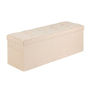 Foldable Storage Ottoman Bench, End of Bed Bench with Side Bags, Folding Upholstered Storage Chest Supports 660 lbs, Linen Bed Ottoman with Large Space for Living Room, Bedroom, Entryway, Beige-10