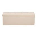 Foldable Storage Ottoman Bench, End of Bed Bench with Side Bags, Folding Upholstered Storage Chest Supports 660 lbs, Linen Bed Ottoman with Large Space for Living Room, Bedroom, Entryway, Beige-11