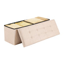 Foldable Storage Ottoman Bench, End of Bed Bench with Side Bags, Folding Upholstered Storage Chest Supports 660 lbs, Linen Bed Ottoman with Large Space for Living Room, Bedroom, Entryway, Beige-12