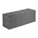 Foldable Storage Ottoman Bench, End of Bed Bench with Side Bags, Folding Upholstered Storage Chest Supports 660 lbs, Linen Bed Ottoman with Large Space for Living Room, Bedroom, Entryway, Grey-10