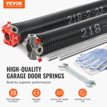VEVOR Garage Door Torsion Springs Pair of 0.218 x 2 x 23inch with Winding Bars - 0