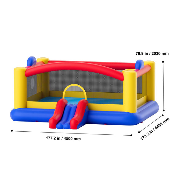 Inflatable Bounce House, Outdoor High Quality Playhouse Trampoline, Jumping Bouncer with Blower, Slide, and Storage Bag, Family Backyard Bouncy Castle, for Kid Ages 3_10 Years, 4.5x4.4x2m