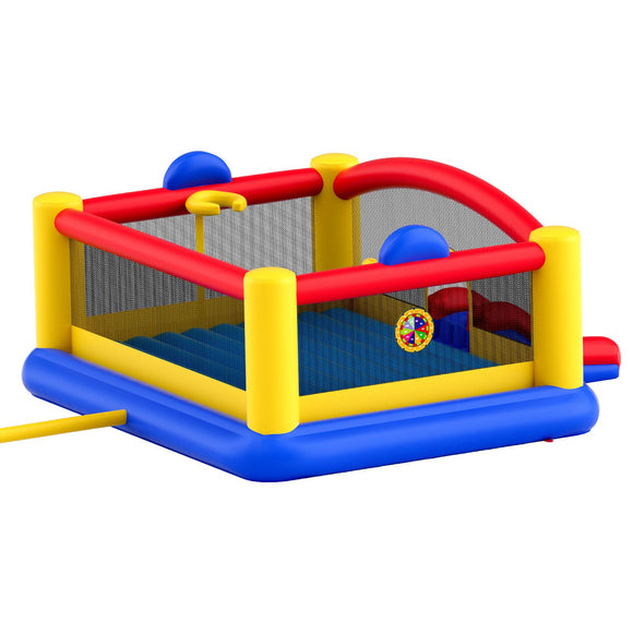 Inflatable Bounce House, Outdoor High Quality Playhouse Trampoline, Jumping Bouncer with Blower, Slide, and Storage Bag, Family Backyard Bouncy Castle, for Kid Ages 3_10 Years, 4.5x4.4x2m