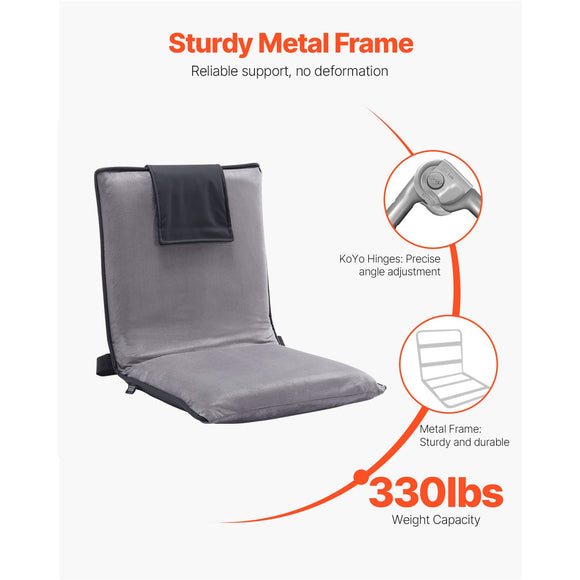 Floor Chair, 6-Position Adjustable Meditation Chair with Back Support, Folding Sofa Chair for Reading TV Watching and Gaming, Portable Floor Seat Lounge Sofa Chair for Kids Teens Adults, Gray