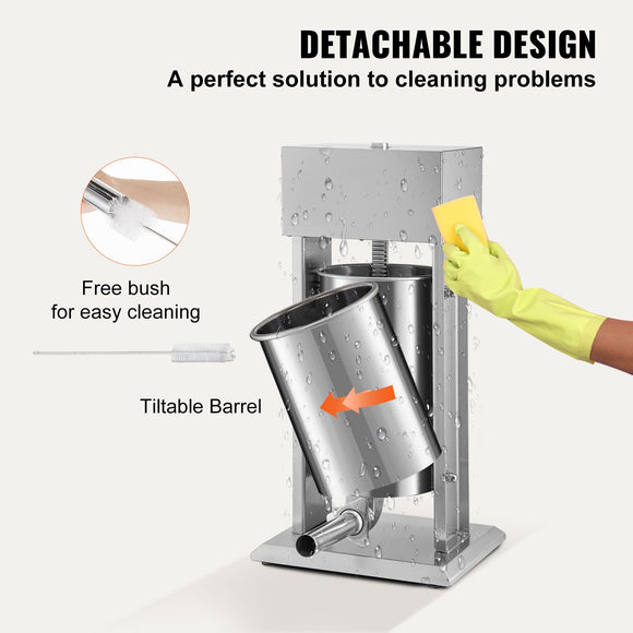 Electric Sausage Stuffer 15L Variable Speed Sausage Maker Stainless Steel