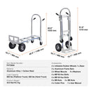 Aluminum Hand Truck, 2 in 1, 363 kg Max Load Capacity, Heavy Duty Industrial Convertible Folding Hand Truck and Dolly, Utility Cart Converts from Hand Truck to Platform Cart with Rubber Wheels-7