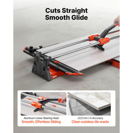 1000 mm Manual Tile Cutter, Upgraded Sliding Head Cutting Tool with Spring-Loaded Base, Angle Fence, Tungsten Carbide Cutting Wheel, Alignment Guide, for DIY Pros, Ceramic, Floor & Wall Tiles - 0