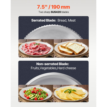 Meat Slicer 180W 190 mm Electric Deli Food Slicer for Meat Bread Cheese - 0