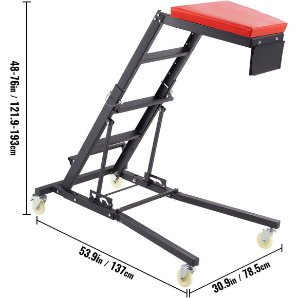 Automotive Topside Creeper, with Adjustable Height 48" to 76", 181.44KGS Capacity High Creeper, 4 Swivel Caster Wheels, Heavy Duty Foldable Creeper for Auto Repair and Maintenance