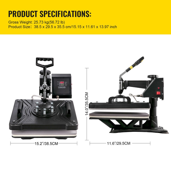 New Digital Clamshell 12" X 15" (29 X 38cm) Heat Transfer Press T-Shirt Sublimation Machine