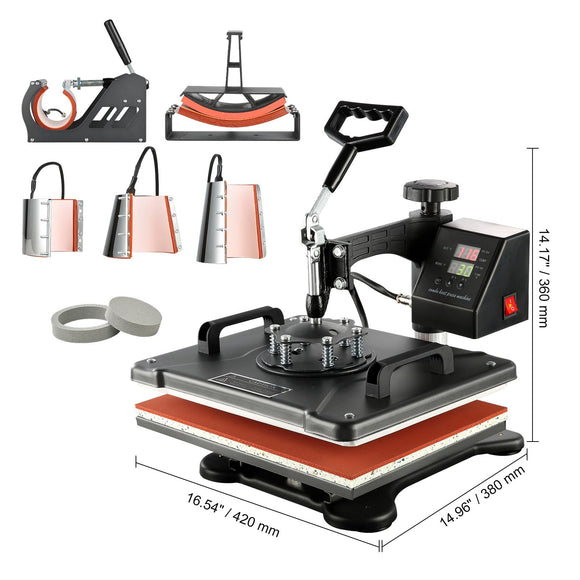 1400W Heat Press Machine 8 In 1 Sublimation Steel Frame Heat Presses with Temperature And Time Control (12X15INCH 8IN1)