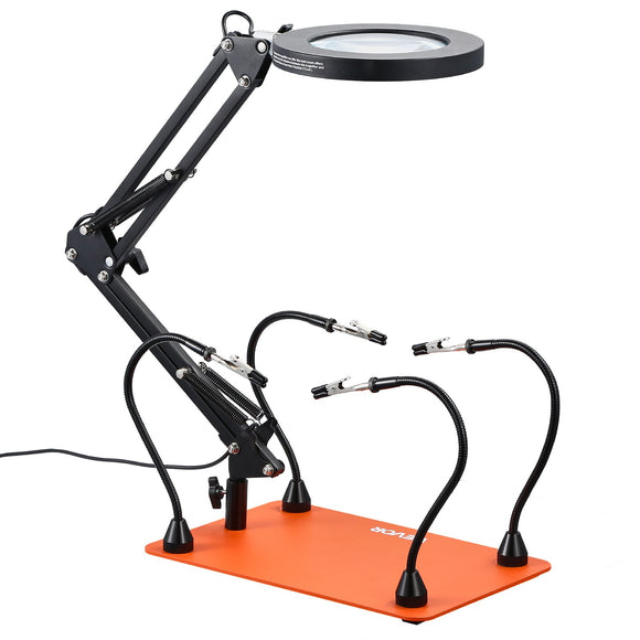 VEVOR Magnetic Helping Hands Soldering Station 3X LED Magnifying Lamp 5 Arms