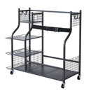 VEVOR Golf Storage Garage Organizer, 2 Golf Bag Stand Holder and Other Sports Equipment Storage Rack, Rolling Ball Cart on Wheels, Outdoor Sport Gear and Toy Storage with Baskets & Hooks, Steel, Black-9
