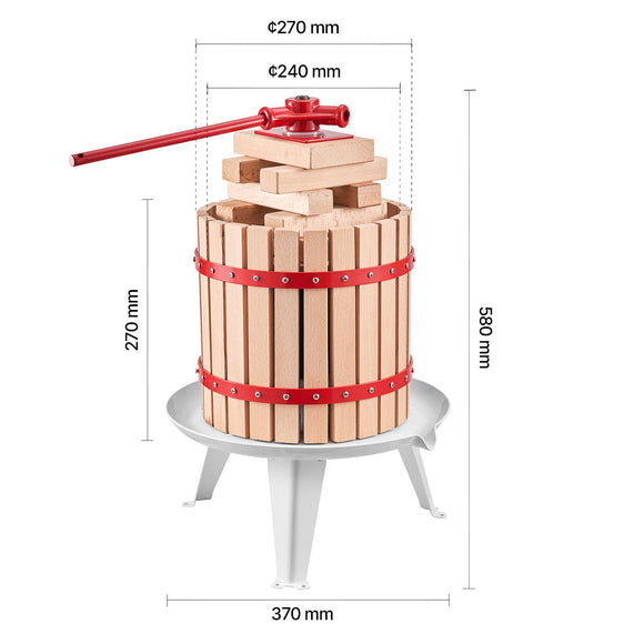 Fruit Wine Press Manual Press for Wine Making 3.2 Gal/12L Wood Basket