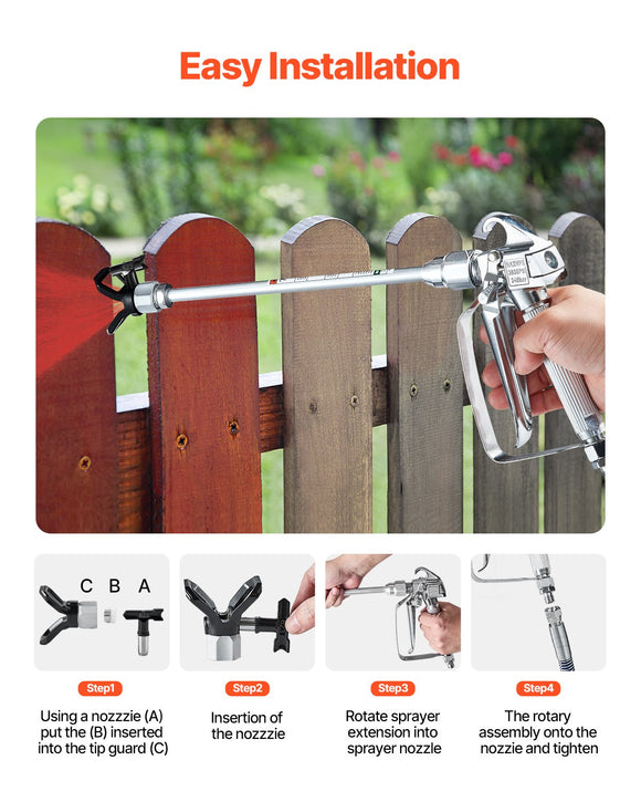 VEVOR Airless Paint Spray Gun and Hose Kit 3600PSI with Extension Rods Filters