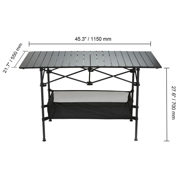 Folding Camping Table, Outdoor Portable Side Tables, Lightweight Fold Up Table, Aluminum & Steel Ultra Compact Work Table with Large Storage and Carry Bag, For Beach, Picnic, Travel, 24x16 inch