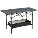 VEVOR Folding Camping Table, Outdoor Portable Side Tables, Lightweight Fold Up Table, Aluminum & Steel Ultra Compact Work Table with Large Storage and Carry Bag, For Beach, Picnic, Travel, 24x16 inch-1