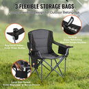 Camping Folding Chair for Adults, Portable Heavy Duty Outdoor Quad Lumbar Back Padded Arm Chairs with Side Pockets, Cup Holder and Cooler Bag for Beach, Lawn, Picnic, Fishing, Backpacking, Black-5