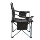Camping Folding Chair for Adults, Portable Heavy Duty Outdoor Quad Lumbar Back Padded Arm Chairs with Side Pockets, Cup Holder and Cooler Bag for Beach, Lawn, Picnic, Fishing, Backpacking, Black-12