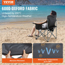 VEVOR Camping Folding Chair for Adults, Portable Heavy Duty Outdoor Quad Lumbar Back Padded Arm Chairs with Side Pockets, Cup Holder and Cooler Bag for Beach, Lawn, Picnic, Fishing, Backpacking, Black-2