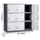 9 Doors Metal Storage Cabinet Employees Steel Storage Cabinet Office Gray-8