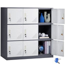 9 Doors Metal Storage Cabinet Employees Steel Storage Cabinet Office Gray-9