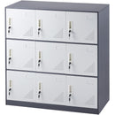 9 Doors Metal Storage Cabinet Employees Steel Storage Cabinet Office Gray-11