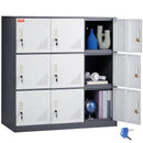 VEVOR 9 Doors Metal Storage Cabinet Employees Steel Storage Cabinet Office Gray-1