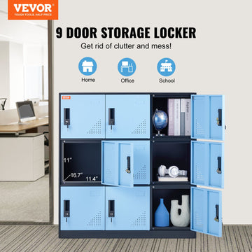 VEVOR 9 Doors Metal Storage Cabinet Employees Steel Storage Cabinet Office Black - 0