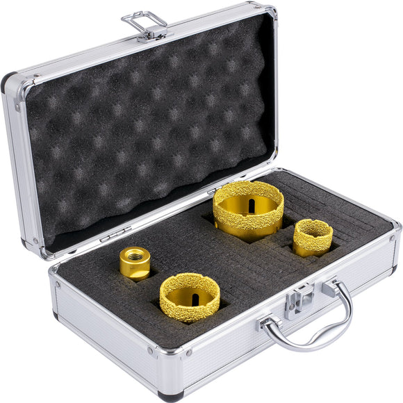 VEVOR Diamond Drill Bits 4PCS Diamond Hole Saw 25/35/50/68mm Tile Hole Saw Kit Vacuum Brazed Diamond Drill Bit 0.59in/15mm Segment Tile Hole Saw w Storage Case for Tile Ceramic Porcelain Marble Stone