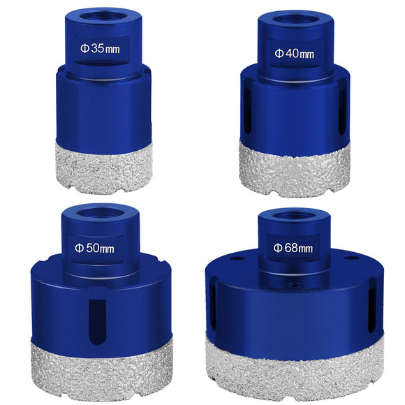 Diamond Drill Bits 4PCS Diamond Hole Saw 35/40/50/68mm Tile Hole Saw Kit Vacuum Brazed Diamond Drill Bit 0.59in/15mm Segment Tile Hole Saw w Storage Case for Tile Ceramic Porcelain Marble Stone