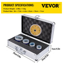 VEVOR Diamond Drill Bits 4PCS Diamond Hole Saw 35/40/50/68mm Tile Hole Saw Kit Vacuum Brazed Diamond Drill Bit 0.59in/15mm Segment Tile Hole Saw w Storage Case for Tile Ceramic Porcelain Marble Stone-7