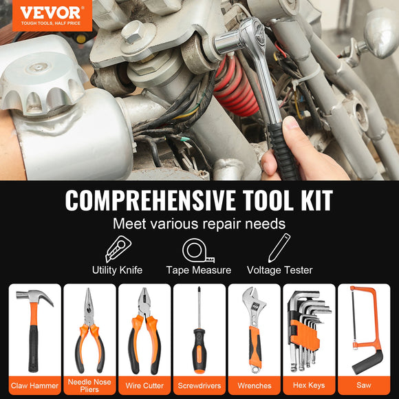 VEVOR Tool Kit 216 Piece General Household Hand Tool Set with Portable Tool Case