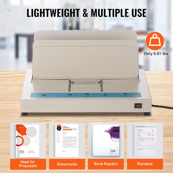 Thermal Binding Machine, 500 Sheets Capacity Book Binding Machine, Thermal Book Binder 50mm Binding Thickness A3(Short Edge)/A4/A5 Document, with Infrared Optical Detection