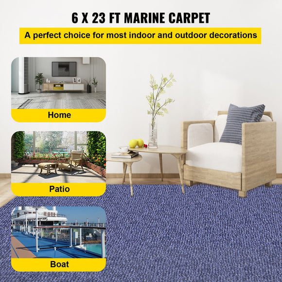 Indoor Outdoor Rug Carpet Blue 6x23ft Area Rugs Runner for Patio Deck, 1.8x7m