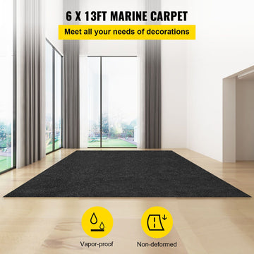 Bass Boat Carpet Cutpile Marine Carpet 6 x 13 ft Charcoal Black In/Outdoor - 0