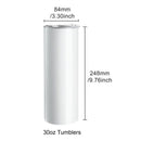 8 Pack Straight Sublimation Tumblers, 30 oz Blank Tumbler Bulk, Stainless Steel Double Wall Tumbler Cups with Straw, Lid, Brush, Base, Shrink Wrap, Gift Box, for Heat Press and Heat Transfer-8