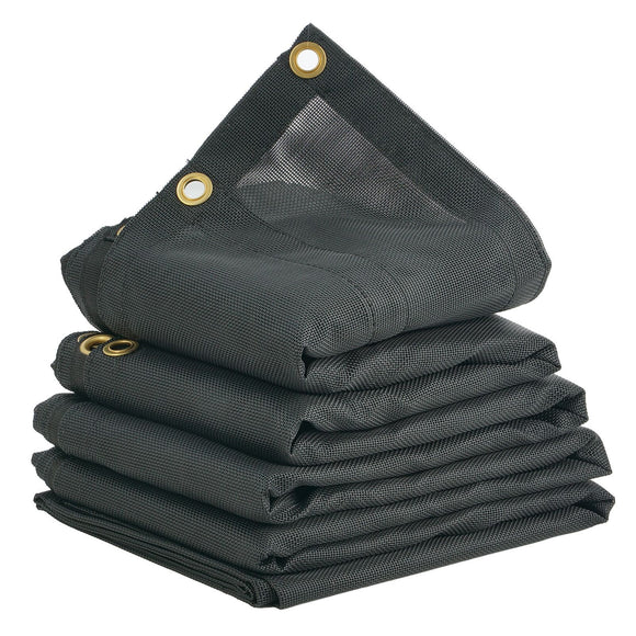 Dump Truck Mesh Tarp, 5 x 14 ft, PVC Coated Black Heavy Duty Cover with 5.5" 18oz Double Pocket, Brass Grommets, Reinforced Double Needle Stitch Webbing Fits Manual or Electric Dump Truck System