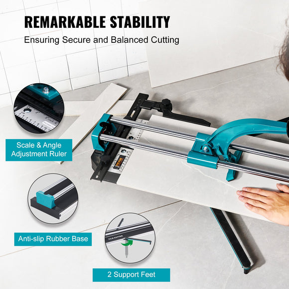 VEVOR Manual Tile Cutter, 1200mm, Porcelain Ceramic Tile Cutter with Tungsten Carbide Cutting Wheel, Infrared Positioning, Anti-Skid Feet, Double Rails for professional installers or beginners
