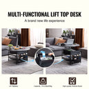 Lift Top Coffee Table 35.3" Round Coffee Table for Living Room Black-2