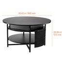 Lift Top Coffee Table 35.3" Round Coffee Table for Living Room Black-8