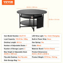 VEVOR Lift Top Coffee Table 35.3" Round Coffee Table for Living Room Black-7