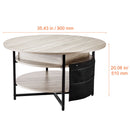 Lift Top Coffee Table 35.3" Round Coffee Table for Living Room White-8